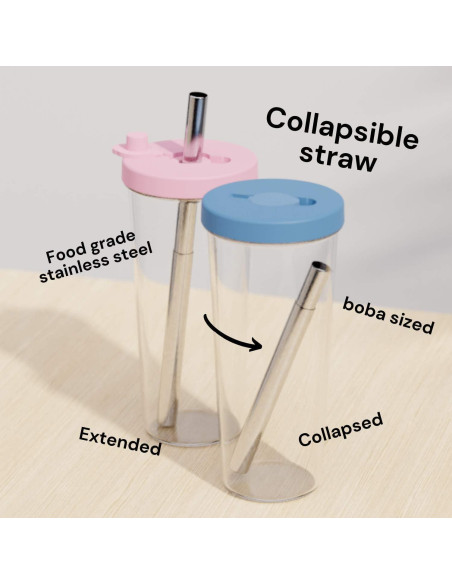 Taza de Boba Reutilizable Dodoko 24 oz con Popote Ancho - Negro Taza de Boba Reutilizable Dodoko 24 oz con Popote Ancho - Negro