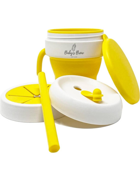Taza Plegable 2 en 1 Baby's Brew Amarillo - Silicona BPA Free Taza Plegable 2 en 1 Baby's Brew Amarillo - Silicona BPA Free