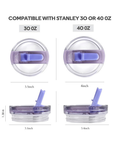Tapa de vaso de 40 oz AMIVIE con popote plegable a prueba de fugas
