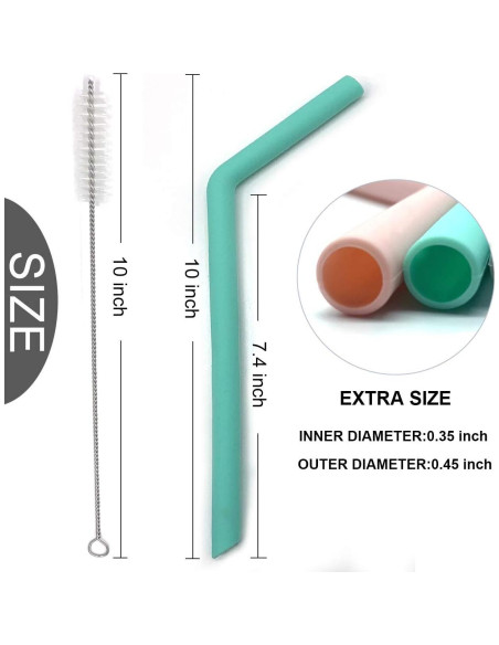Conjunto de 12 Pajitas de Silicona Senneny Reutilizables 8mm Conjunto de 12 Pajitas de Silicona Senneny Reutilizables 8mm