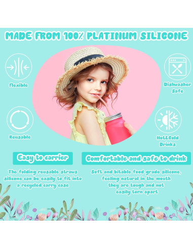 Set de 24 Pajitas Reutilizables de Silicona Zubebe con Estuche