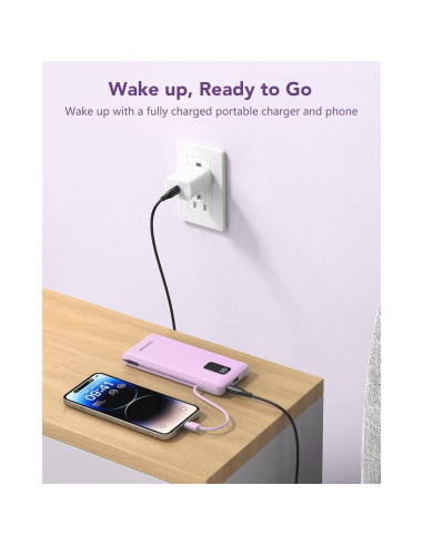Cargador Portátil Charmast 10000mAh con Cables Integrados