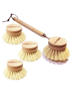 Cepillo de Platos AMERWASH PLUS con Mango de Madera y 3 Repuestos