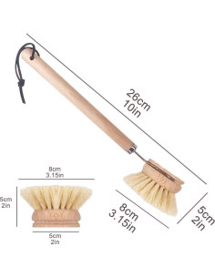 Cepillo de Platos AMERWASH PLUS con Mango de Madera y 3 Repuestos 2