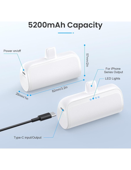 Cargador Portátil Mini 5200mAh para iPhone 20W - 2 Pack Cargador Portátil Mini 5200mAh para iPhone 20W - 2 Pack