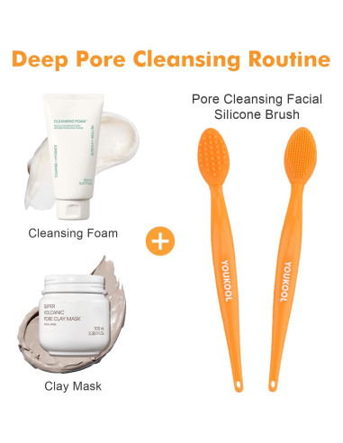 Cepillo Facial de Silicona YOUKOOL Premium - 2 Piezas Naranja