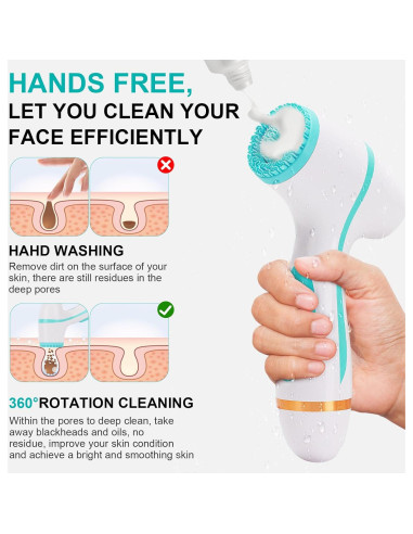 Cepillo Facial Eléctrico Yevsinbay IPX6 3 Cabezas 2 Velocidades