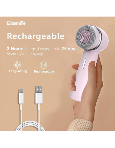 Cepillo Facial Eléctrico Eliteshine FCD4 Rosa Recargable