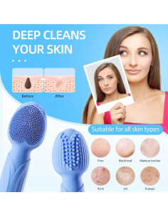 Cepillo Facial Eléctrico TOPQIAO de Silicona Impermeable 16.8cm 2