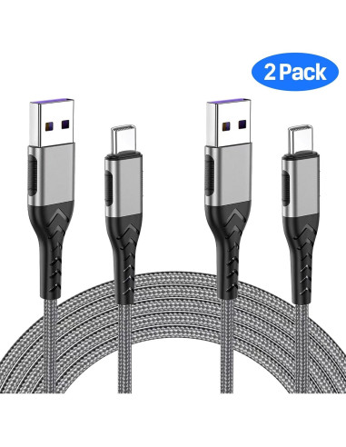 Cable USB A a C Durcord 10 pies (3m) Carga Rápida 3A Plata