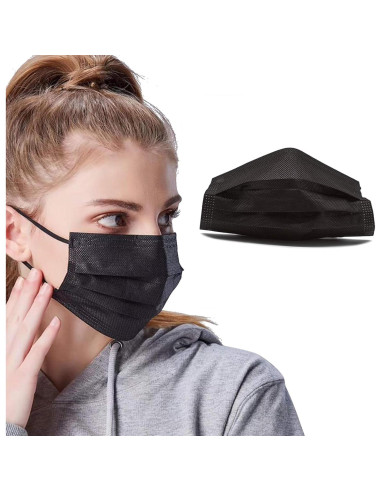 Mascarillas Desechables Negras MFCRERO - Paquete de 50 Unidades