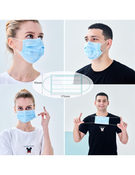 Mascarillas Desechables 50 Pcs Adultos 3 Capas Azul Mascarillas Desechables 50 Pcs Adultos 3 Capas Azul