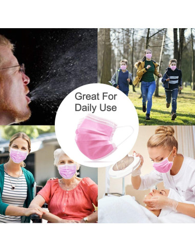 Mascarillas Desechables Rosadas 50PCS ASTM Nivel 2 3 Capas