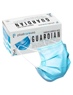 Caja de 50 Mascarillas Desechables 4 Capas ASTM 3 PlastCare USA Azul