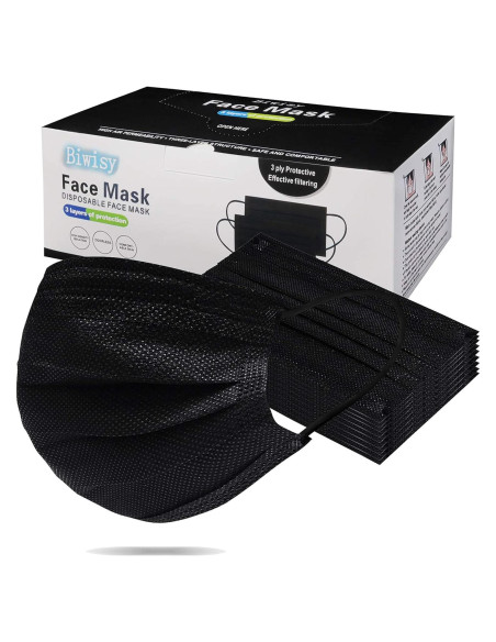 Mascarillas Desechables Biwisy 50 Pcs 3 Capas Color Negro Mascarillas Desechables Biwisy 50 Pcs 3 Capas Color Negro