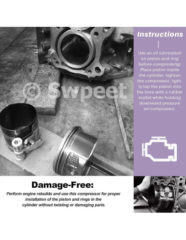 Kit 8Pcs Compresor Anillos Pistón Swpeet 3 4 6 Pulgadas