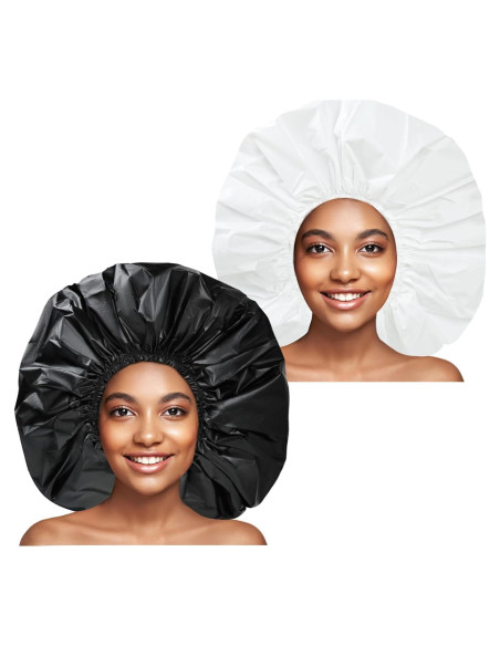 Gorros de Ducha Jumbo CHFONG 2 PCS Impermeables para Mujeres Gorros de Ducha Jumbo CHFONG 2 PCS Impermeables para Mujeres