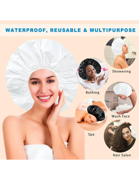 Gorros de Ducha Jumbo CHFONG 2 PCS Impermeables para Mujeres Gorros de Ducha Jumbo CHFONG 2 PCS Impermeables para Mujeres