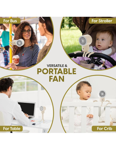 Ventilador Portátil EzzeGo Mini Recargable 3 Velocidades Beige