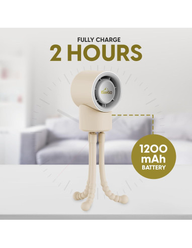 Ventilador Portátil EzzeGo Mini Recargable 3 Velocidades Beige