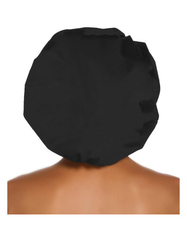 Gorro de Ducha Grande HIUMI Ajustable para Cabello Largo Negro