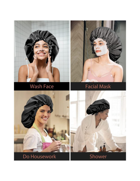 Gorro de Ducha Aquior Extra Grande Negro para Mujeres Gorro de Ducha Aquior Extra Grande Negro para Mujeres
