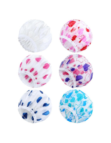 Set de 6 Gorras de Ducha Reutilizables Lawie - Impermeables y Ajustables