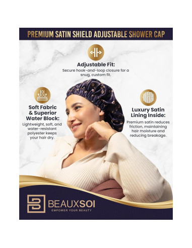Gorro de Ducha Reutilizable BEAUXSOI Floral a Prueba de Agua