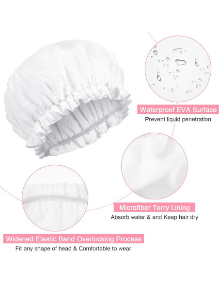 Gorro de Ducha Impermeable Abeillo Doble Capa Terry Blanco Gorro de Ducha Impermeable Abeillo Doble Capa Terry Blanco