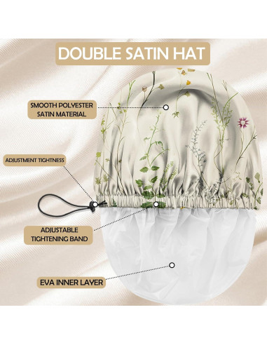 Gorro de Ducha Ajustable Reutilizable Doble Capa Floral