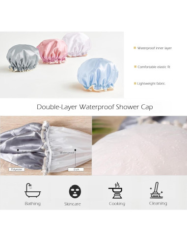 Paquete de 4 Gorras de Ducha EVA Impermeables Reutilizables
