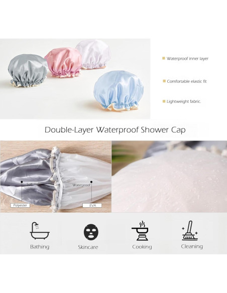 Paquete de 4 Gorras de Ducha EVA Impermeables Reutilizables Paquete de 4 Gorras de Ducha EVA Impermeables Reutilizables