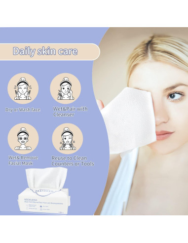 Toallas Faciales Desechables MSOEUESO 100% Algodón 100 Unidades
