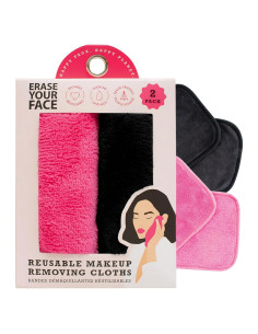 Toallitas Desmaquillantes Reutilizables ERASE YOUR FACE - 2 Unidades Rosa/Negro