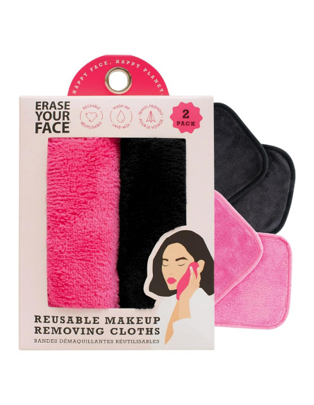 Toallitas Desmaquillantes Reutilizables ERASE YOUR FACE - 2 Unidades Rosa/Negro Toallitas Desmaquillantes Reutilizables ERASE YOUR FACE - 2 Unidades Rosa/Negro