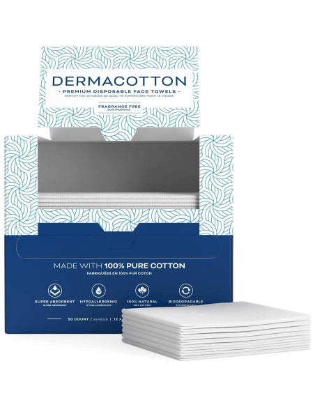 Toallas Faciales Desechables Dermacotton - 50 Unidades Hipoalergénicas Toallas Faciales Desechables Dermacotton - 50 Unidades Hipoalergénicas