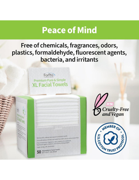 Toallas Faciales XL ForPro - 50 Unidades Biodegradables Veganas Toallas Faciales XL ForPro - 50 Unidades Biodegradables Veganas