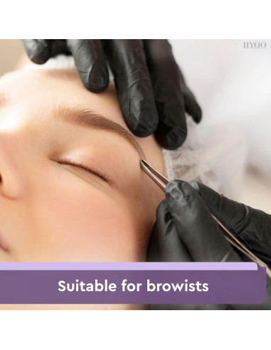 Juego de 12 Pinzas de Acero Inoxidable HYQO para Cejas