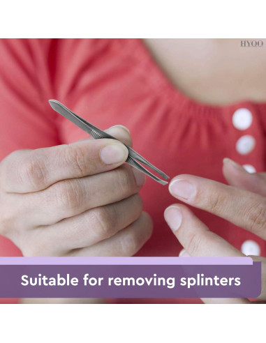 Juego de 12 Pinzas de Acero Inoxidable HYQO para Cejas