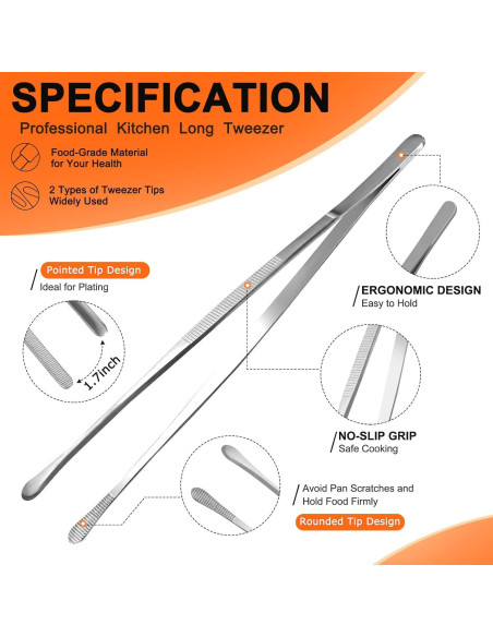 Juego de Pinzas de Cocina Achiwish 30 cm Acero Inoxidable Juego de Pinzas de Cocina Achiwish 30 cm Acero Inoxidable