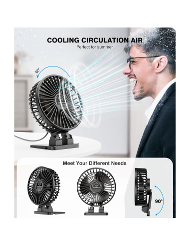 Ventilador de Escritorio JZCreater Mini USB 3 Velocidades Silencioso