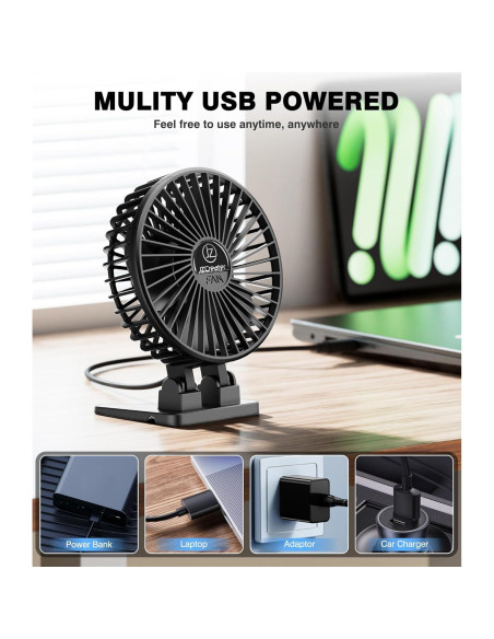 Ventilador de Escritorio JZCreater Mini USB 3 Velocidades Silencioso Ventilador de Escritorio JZCreater Mini USB 3 Velocidades Silencioso