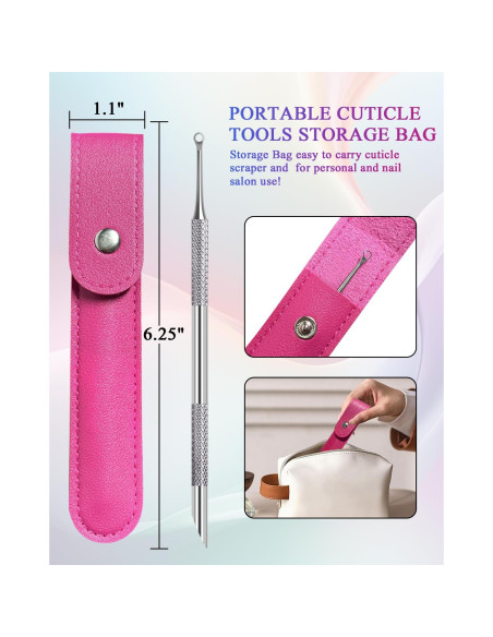 Empujador de Cutículas KUNSHNBEI Acero Inoxidable 3 en 1 Empujador de Cutículas KUNSHNBEI Acero Inoxidable 3 en 1