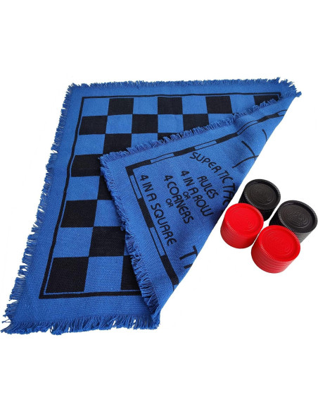 Juego de Damas Gigante SEETOOOGAMES 3 en 1 Alfombra Azul Juego de Damas Gigante SEETOOOGAMES 3 en 1 Alfombra Azul