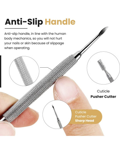 Set de Empujadores de Cutículas Krisp Beauty - Acero Inoxidable 2 Piezas