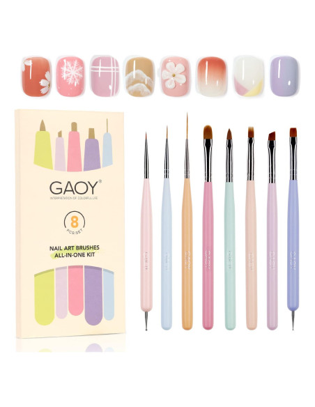 Set de 8 Pinceles para Uñas GAOY - Herramientas de Arte Set de 8 Pinceles para Uñas GAOY - Herramientas de Arte