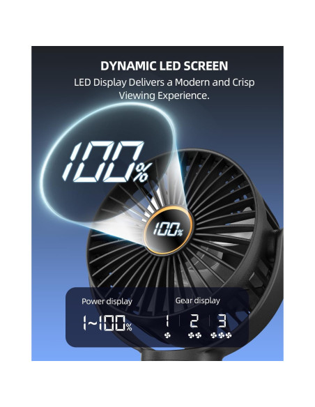 Ventilador de Coche Plegable Buywoo M25 3 Velocidades Negro Ventilador de Coche Plegable Buywoo M25 3 Velocidades Negro