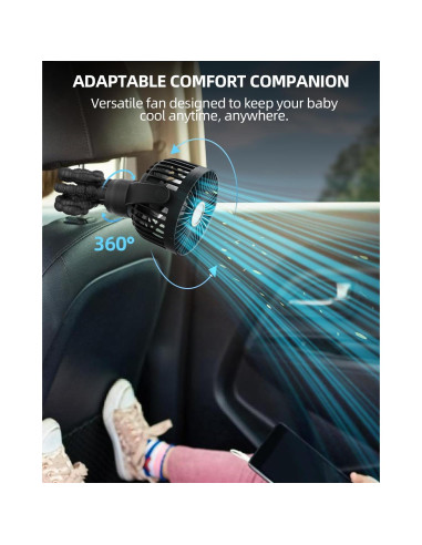 Ventilador de Coche Plegable Buywoo M25 3 Velocidades Negro