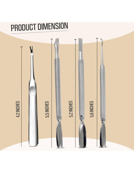 Set de 4 Herramientas de Empujar Cutículas Krisp Beauty Set de 4 Herramientas de Empujar Cutículas Krisp Beauty