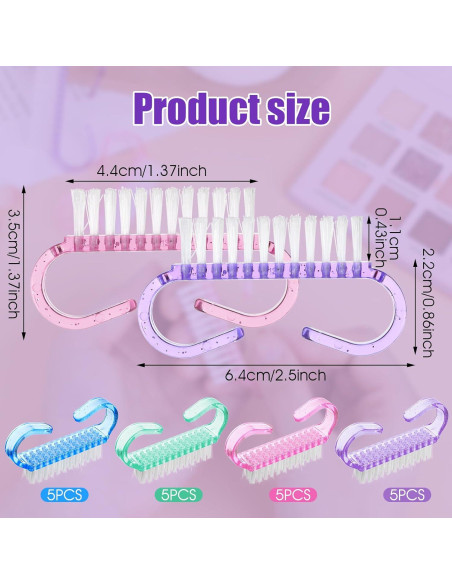 20 Piezas Cepillo de Limpieza de Uñas Nylon Ergonomico 20 Piezas Cepillo de Limpieza de Uñas Nylon Ergonomico